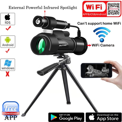 Aliynet Night Vision Monocular, 1080P HD Night Vision Goggles, Monocular Telescope for Smartphone with WIFI Support Multi-Users bird watching,IR Monoc