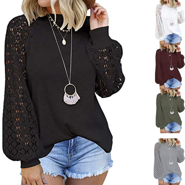 Women's Blouses Hollow Out Female Blouse