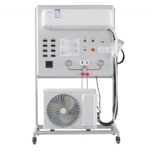 Bancada didática para estudo de ar condicionado split system, equipamento de laboratório educativo, equipamento didático, equipamento de ensino, simulador de refrigeração.