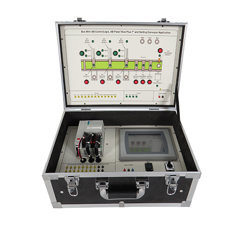 Box With AB ControlLogix AB Panel View Plus 7" and Sorting Conveyor Application Educational Lab Equipment Demonstrational Equipment Electrical Installation Lab