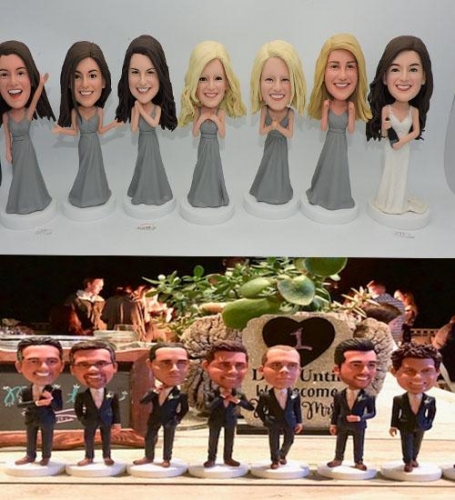 Personalized Groomsmen and bridesmaid Bobbleheads for Bridal party