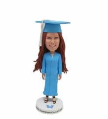 Custom Bobbleheads in Blue Graduation Gown