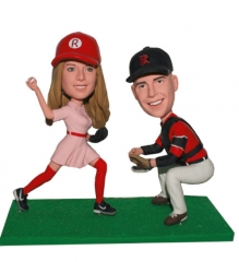 Custom Couple Bobbleheads Baseball Theme