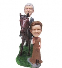 Anniversary Bobbleheads with Dad on Horse