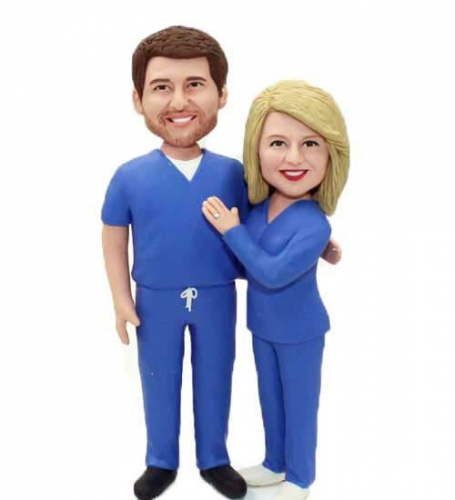 Custom Bobblehead Doctor Couple