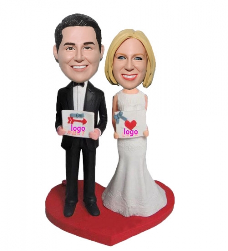 Custom Bobbleheads Wedding with Logo