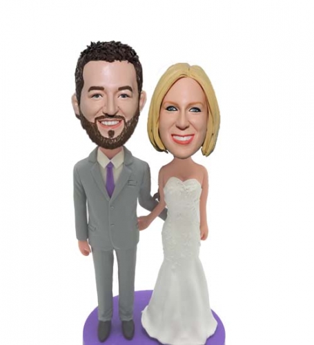 Cake Topper/Bobbleheads for Purple Wedding