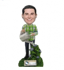 Personalized Bobblehead Gift Watering Flowers