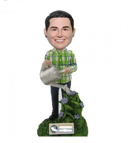 Personalized Bobblehead Gift Watering Flowers