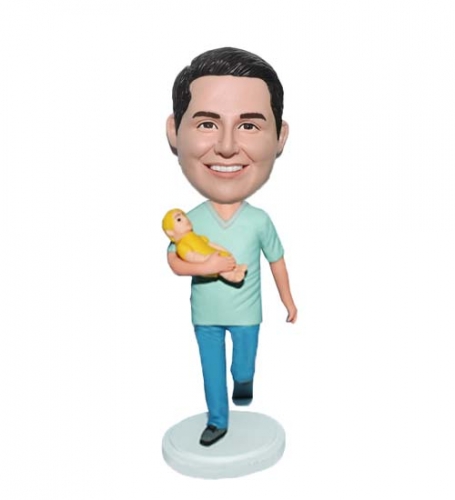 Bobbleheads custom Dad holding baby