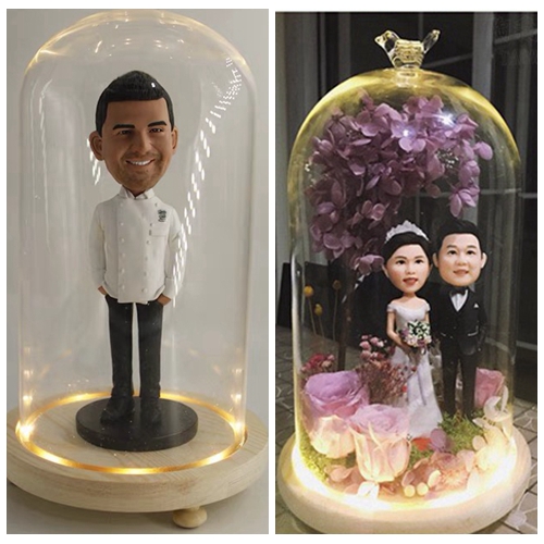 Clear Glass Dome Cloche Bell Jar Display Case for Custom Bobblehead Dolls and Cake Toppers 5“ X 8.5”