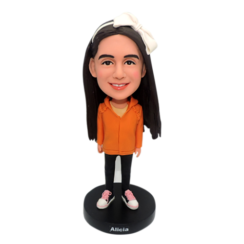 Custom bobblehead girl with bow on head