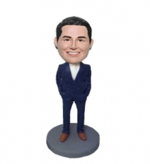 Groomsman bobblehead in navy suit