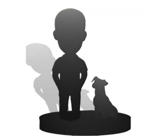 Personalized fully custom one person and dog bobblehead