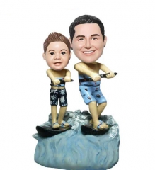 Father and Son Kiteboarding bobbleheads