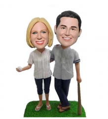 Personalized baseball couple bobbleheads doll