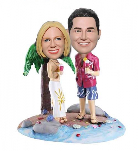 Personalized beach theme Couple Bobbleheads