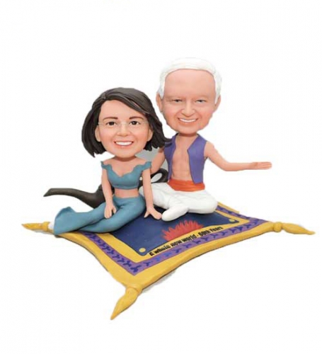 Custom Flying carpet couple 50th anniversary bobbleheads