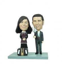 Gothic style anniversary bobblehead cake toppers