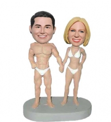 Beach Wedding Bobbleheads cake topper