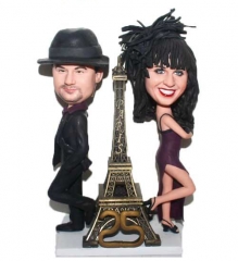 Mr&Mrs. with Eiffel Tower Bobbleheads