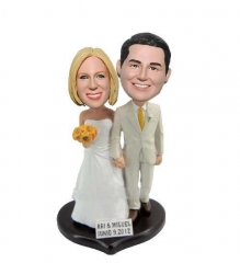 Country wedding bobbleheads cake toppers