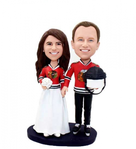 Custom hockey wedding bobbleheads