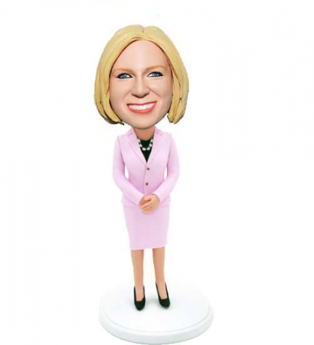 Custom Female Bobblehead in pink suit