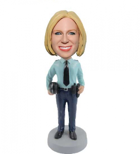 Police woman bobble head