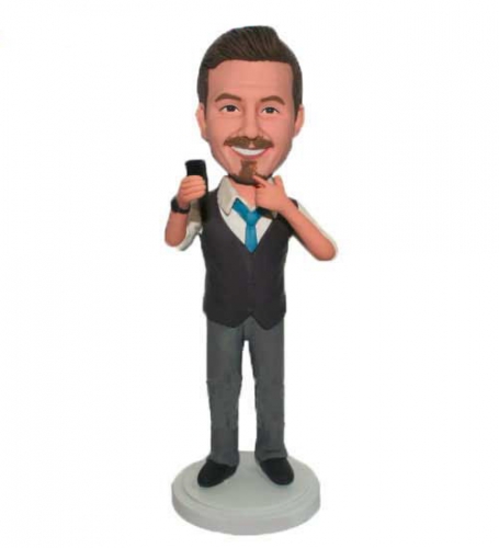 Custom bobble head dolls holding Iphone