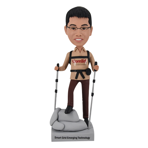 Custom Backpacking/backpacker bobblehead with glasses