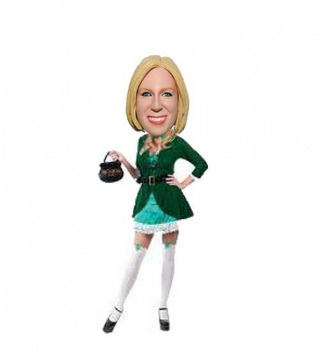 St Patricks Day female bobblehead gift