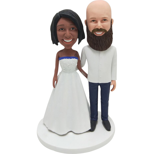 Custom bobbleheads for interracial wedding