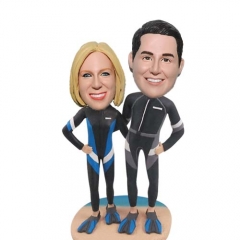 Custom Diver couple bobbleheads scuba diving