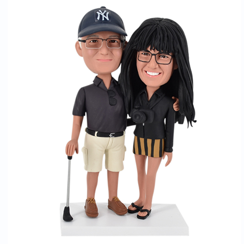 Custom Couple bobbleheads golf theme