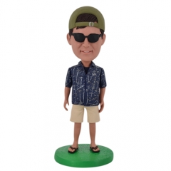 Custom bobbleheads with sunglasses and backward cap