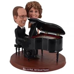 Custom Couple bobbleheads Man playing piano woman singing