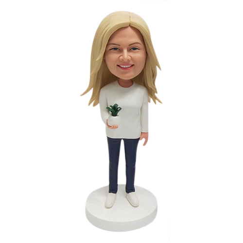 Custom bobbleheads with potted plant