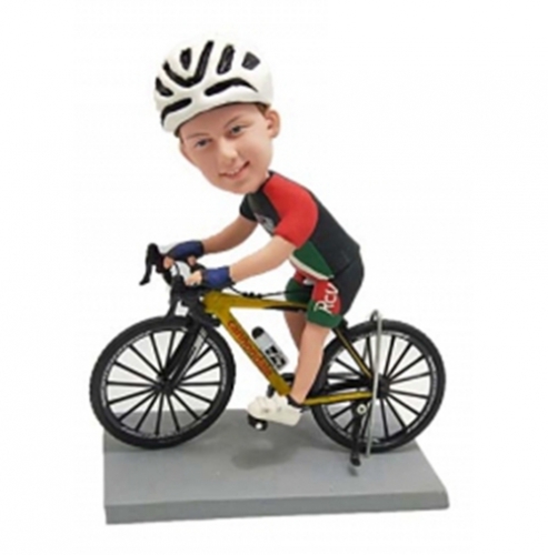 Custom bobbleheads biker on bike/bicycle Cyclists with helmet