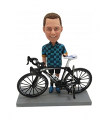 Custom bobbleheads Cyclists with bike