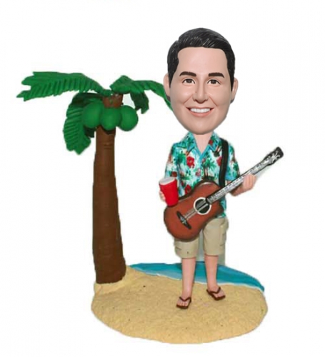 Beach theme guitar bobbleheads