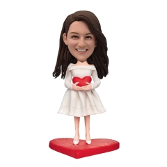 Bobbleheads Custom girlfriend Angel Girl Holding Love Heart