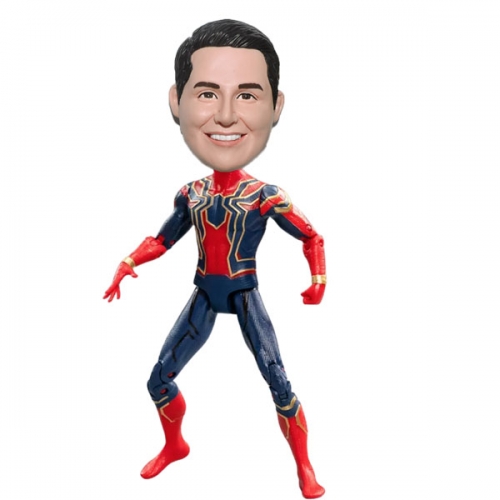 Spiderman action figure with real face