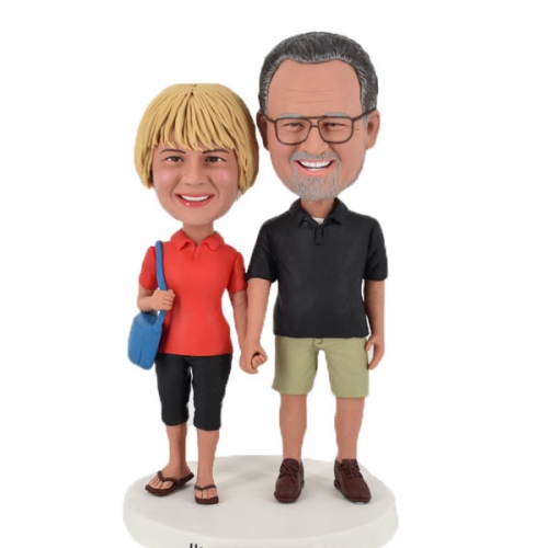 Custom Shopping couple bobbleheads with glasses