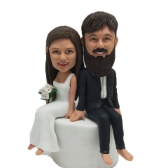 Sitting Custom Bride and groom bobbleheads