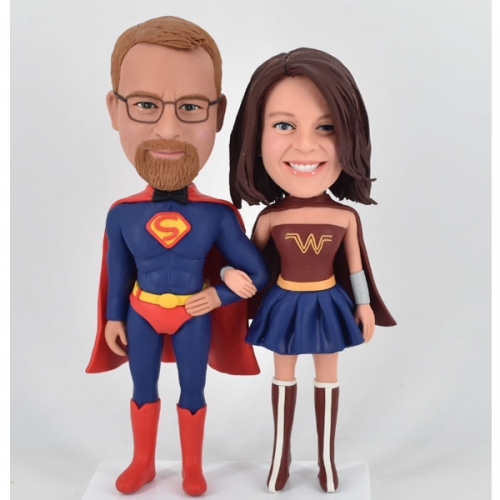 Super Bride and Groom bobbleheads