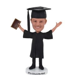 Custom Graduation Bobblehead Cake Toppers with arms up