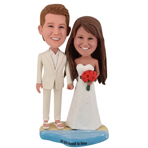 Elegant wedding bobbleheads cake toppers