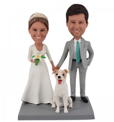 Wedding Bobbleheads with pet dog