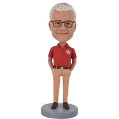 Custom Bobble head with Oklahoma sooners football shirt